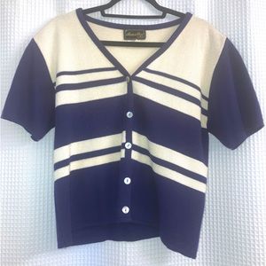 90s Vintage Navy Striped Cardigan Size 12